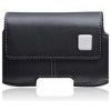 Black Horizontal Leather Pouch Case With Fixed Spring Belt Clip